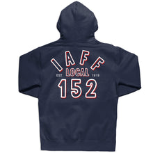 Load image into Gallery viewer, IAFF 152 Navy &amp; Crimson logo- Gildan Hoodie
